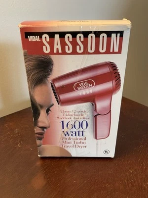 Mini secador de pelo Vidal Sassoon 1600 turbo 1600 vatios tamaño de viaje Foto 1 de 4