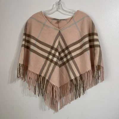 Poncho con flecos a cuadros Burberry London rosa Nova capa OS Foto 1 de 4