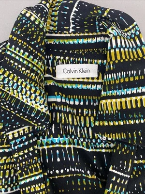 Calvin Klein Womens Wrap Long Sleeve Stretch Poly Blend Patterned Dress (Sz ? 8) - Image 1 of 4