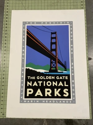 Плакат без рамы 1995 дизайн Майкла Шваба золотые ворота национальные парки 31x22 - Изображение 1 из 4