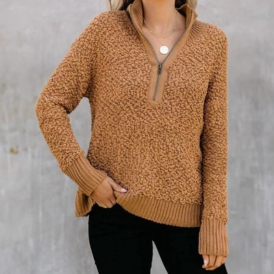 Suéter polar vintage Havana marrón camel media cremallera cuello alto talla M Foto 1 de 4