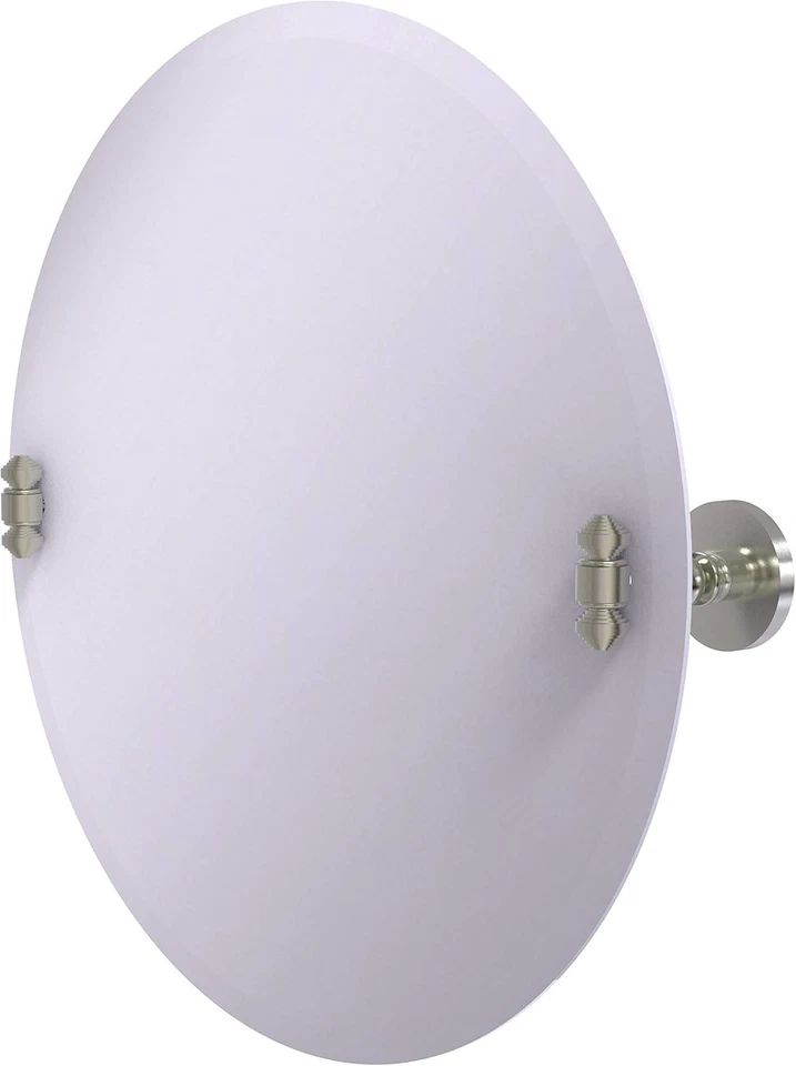 New SatinNickel AlliedBrass Frameless Round Tilt BeveledMirror 22"X22" Fast Ship - Image 1 of 1