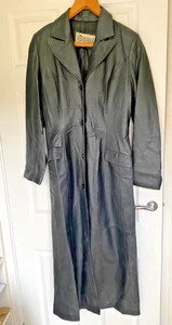 Vintage 1990’s genuine Leather Coat long trench duster soft leather lined 10 - Picture 1 of 9