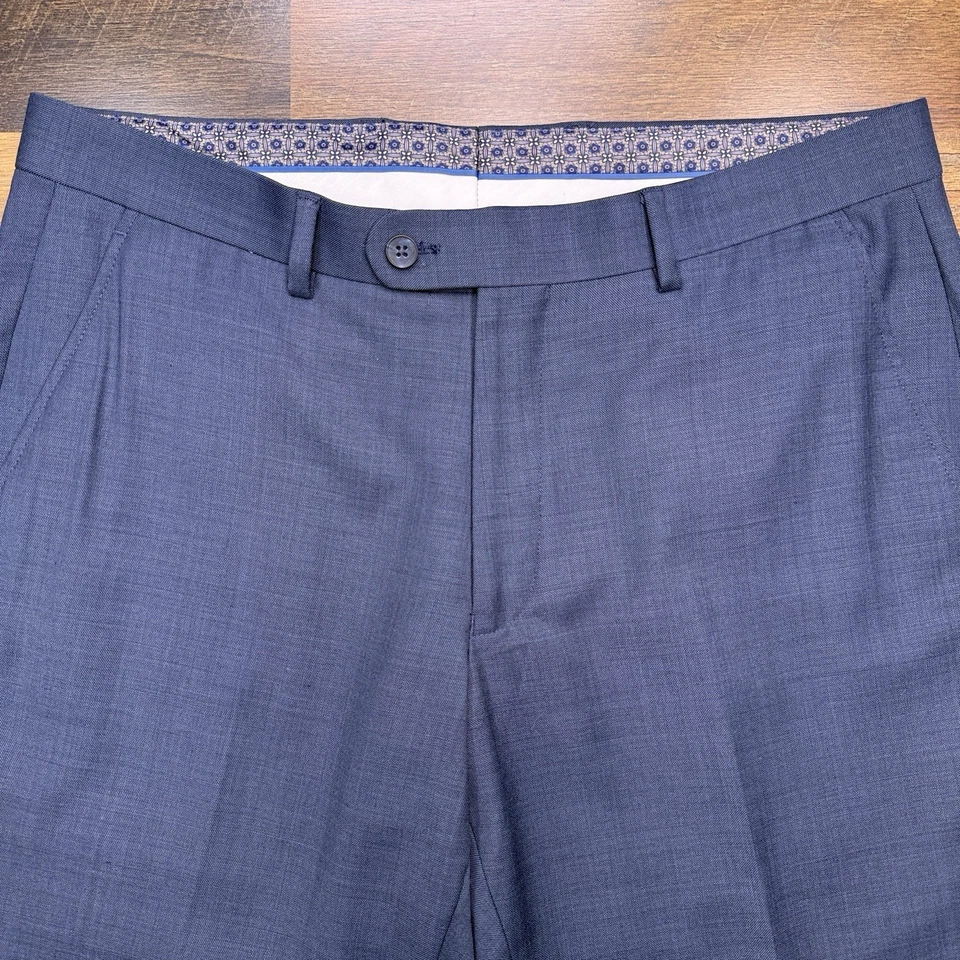 Pantalones de vestir Penguin para hombre 34x32 azul tiro medio lana elástica Foto 1 de 4