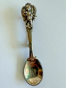 Vintage Cherub Figural Spoon Brooch | Silver Tone Cupid Pin | Ornate Baroque - Picture 1 of 4