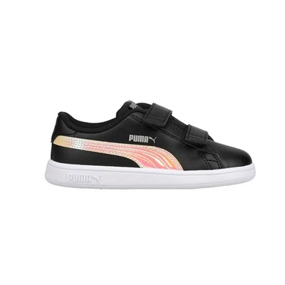 Zapatillas informales PUMA Smash V2 metálicas V sin cordones para bebés niñas negras, rosas Foto 1 de 4