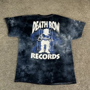 Death Row Records Shirt Mens Large Black Blue Tie Dye Hip Hop Rap Graphic Tee - Picture 1 of 10