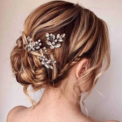 Хрустальные свадебные заколки для волос, украшения для волос со стразами невесты, U-образные свадебные волосы - Изображение 1 из 4