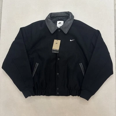 Шерстяная университетская куртка Nike Sportswear черная кожа FZ1168-010 мужская размер маленький - Изображение 1 из 4