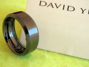 David Yurman Men's 8mm Black Titanium Beveled Band Ring Size 10.25