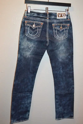 Pantalones de mezclilla Virgin Only VO para damas 28 cintura lavados con ácido pierna recta juniors NUEVO Foto 1 de 4