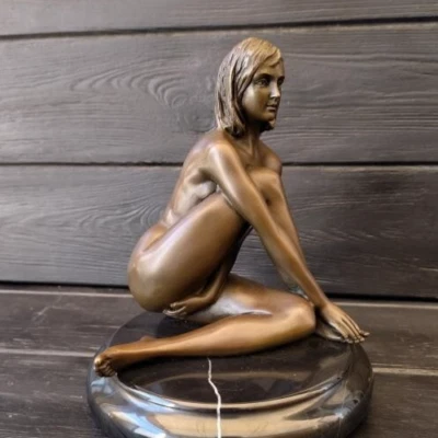 Escultura de bronce vintage estatua mujer desnuda mármol decoración Claude arte de decoración raro Foto 1 de 4