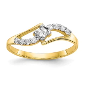 10k Yellow Gold Cubic Zirconia Engagement Ring Size 6 - Picture 1 of 5