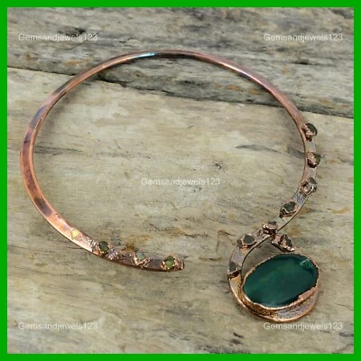 Copper Vasonite Stone Green Tourmaline Rough Choker Anniversary Necklace Jewelry - Image 1 of 4