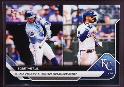 Bobby Witt Jr Royals Carrera 15 Game Hitting Streak 2025 Topps Now #105 Negro/10 Foto 1 de 2