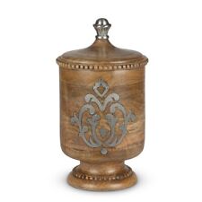 Light Brown Home Decor Wood And Metal Inlay Medium Heritage Collection Canister