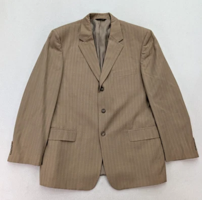 Chaqueta Blazer Abrigo Deportivo Andrew Fezza Para Hombre Talla 44R Beige Rayas 100% Lana Foto 1 de 4