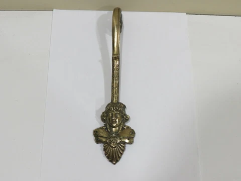 ANTIQUE BRASS ORNAMENTAL FURNITURE PIECE, Lady Face Cover