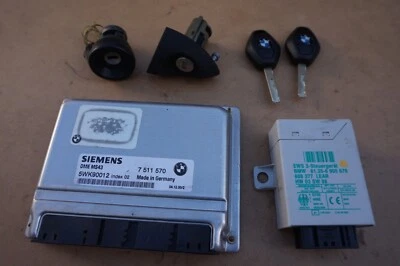 2001 BMW X5 MS43 DME KIT 7511570 TWO REMOTE + IGNITION LOCK 1094686 EWS3 6905670 - Image 1 of 4