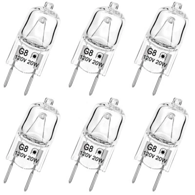 6Pcs G8 Base JCD Type Light Bulbs 120V 20W 20WATT Range Hood & More Replacement - Image 1 of 4