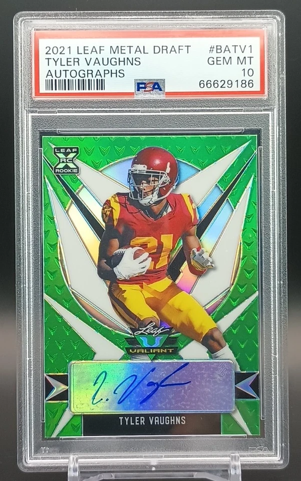 TYLER VAUGHNS 2021 LEAF METAL DRAFT #BA-TV1 Valiant RC AUTO GREEN 45/99 PSA 10 - Image 1 of 4