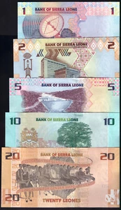 SIERRA LEONE FULL SET 1, 2, 5, 10, 20 LEONES 2022 P-34-38 UNC - Picture 1 of 2