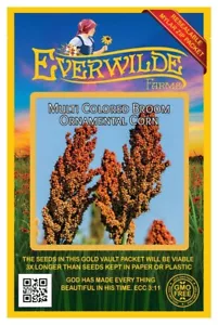 100 Multi Colored Broom Ornamental Corn Seeds - Everwilde Farms Mylar Packet - Picture 1 of 3