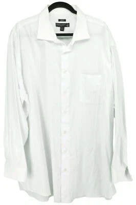 Pronto Uomo Men's Solid Convertible Cuff 100% Cotton White Dress Shirt Size 19 - Image 1 of 3