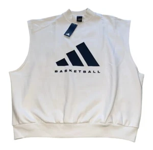 Adidas ONE size XL Sleeveless Oversized Basketball Sweatshirt Cloud White IA3417 - Picture 1 of 4