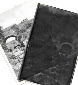 PETTIGO to DONEGAL ROAD. CAR ON BRIDGE SUPER PHOTO and LARGE NEGATIVE. 1933. - Picture 1 of 2