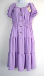 Ladies Lagenlook 50% Viscose 50% Polyster Tiered Dress One Size:Regular (14-18) - Picture 1 of 48