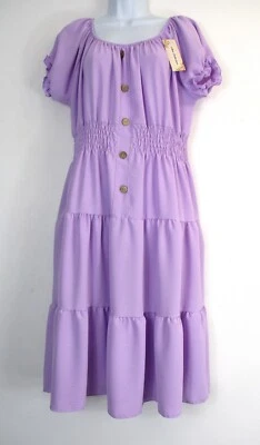 MADE IN ITALY Ladies Lagenlook 50% Viscose 50% Polyster Tiered Dress One Size:Regular (14-18)