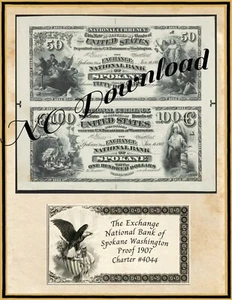 COPY 1907 Proof  $50-$100  The Echange National Bank Spokane Washington #4044 - Picture 1 of 1