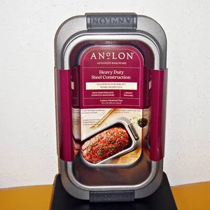 【NEW】ANOLON ADVANCED 2PC NONSTICK BAKEWARE LOAF PAN SET W/ GRIPS & INSERT (GRAY) - Picture 1 of 9
