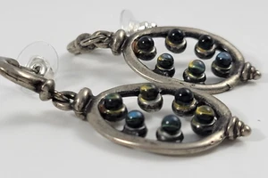 Vintage Earrings Pierced Dangle Drop  Multicolor Cabochons  Unique - Picture 1 of 7