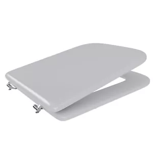 Sedile WC copri water legno MDF tavoletta universale design quadrato bianco - Foto 1 di 11