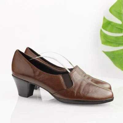 Munro Womens Ava Pump Size 9.5 M Brown Leather Low Block Heel Comfy Dress Shoe - Image 1 of 4