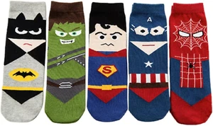 5 Pack Toddler Boys Cotton Superhero Costume Ankle Socks – 1–5 Years - Picture 1 of 9