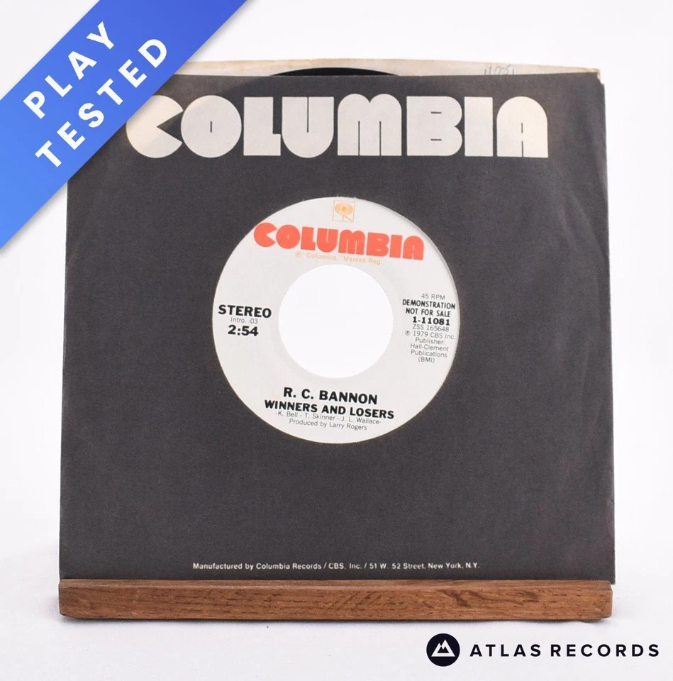 R.C. Bannon - Winners And Losers - Promo 7" Vinyl Record - NM/NM Foto 1 de 4