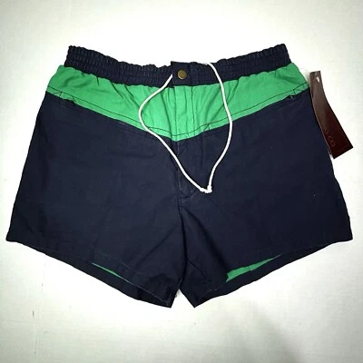 VTG 90s Bay Trader Swim Shorts Mens Small Blue Cotton Lined Trunks Deadstock NWT - Image 1 of 4