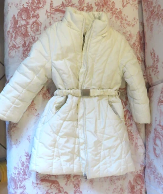 Cappotto bambina giaccone piumino piuma lungo cintura bianco Papermoon 4 anni - Immagine 1 di 4