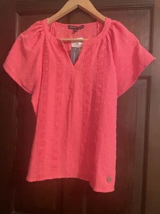 Adrienne Vittadini NEW Pink Gorgeous Pixie Wear short sleeve top Medium - Picture 1 of 12