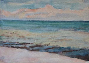Gerhard Schulte-Dahling mar playa mar báltico expresionismo signo acuarela 1931 - Imagen 1 de 3