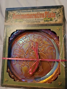 Indiana Glass "Spirit of 76" Plate Bicentennial Gold Carnival Carnival Vintage  - Picture 1 of 8
