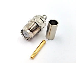 2pcs RF Connector Mini UHF Female Crimp Delrin Insulation Gold Pin LMR 195 - Picture 1 of 5