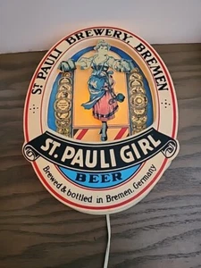 Lampada insegna birra vintage 1985 St Pauli Girl Brewery Bremen illumina funziona benissimo! - Foto 1 di 6