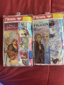 Disney FROZEN PRINCESS And Disney Princess Sz 8 Each Pk 7 Underwear’s 2 Pack - Picture 1 of 6