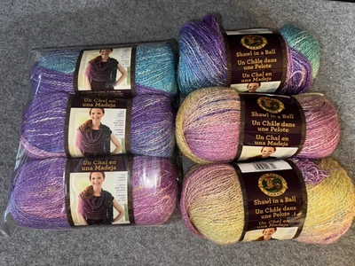 Lion Brand Shawl in a Ball yarn - 6 skein Lot of Pastel Pixie same lot# - Image 1 of 4