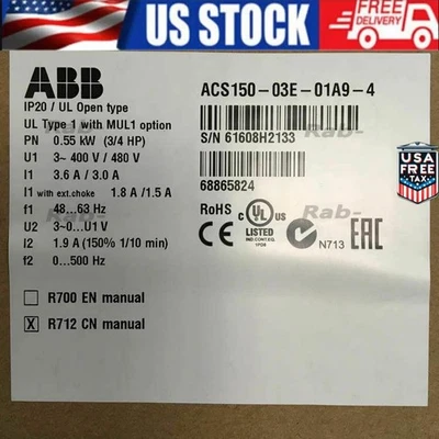 1PC New ABB ACS150-03E-01A9-4 Inverter ACS15003E01A94 Fast Shipping US Free TAX - Image 1 of 2