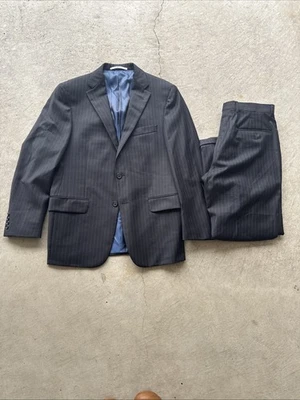 Vintage Hickey Freeman Suit Mens 38S Navy Blue Pinstripe 2 Button Made in USA - Image 1 of 4